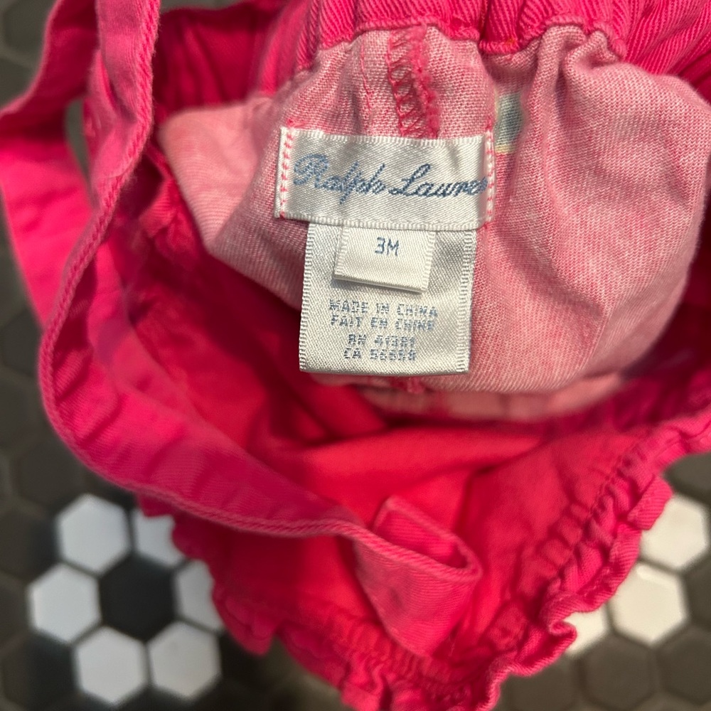 Ralph Lauren 3 month baby girl pink overalls with turtles - Picture 4 of 4
